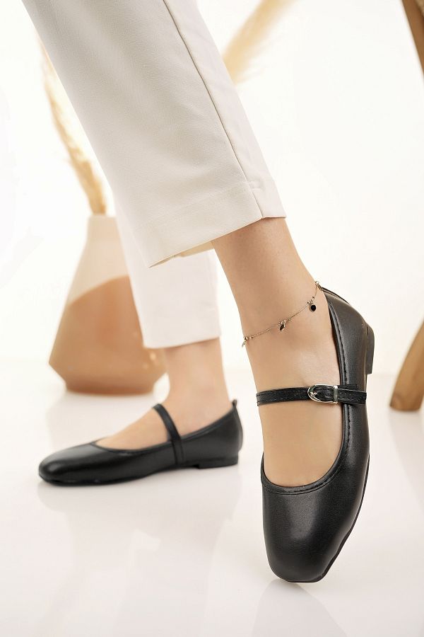 Modaf rsat Women s Flats Black Banded Belted Lightweight Comfortable Stylish Business Office Daily Shoes Trendyol
