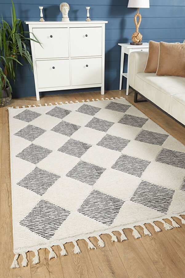 venucci home & living Quincey Bukleli Yumuşak Peluş Post Shaggy Krem Çocuk Odası Oturma Odası Salon Mutfak Halısı