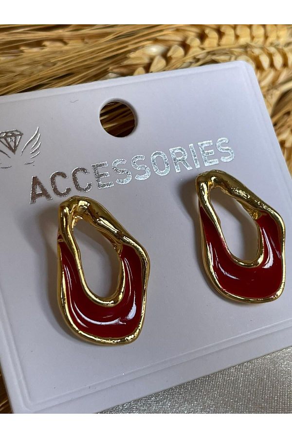 MOREPERLA-Asymmetric Red Earrings 1