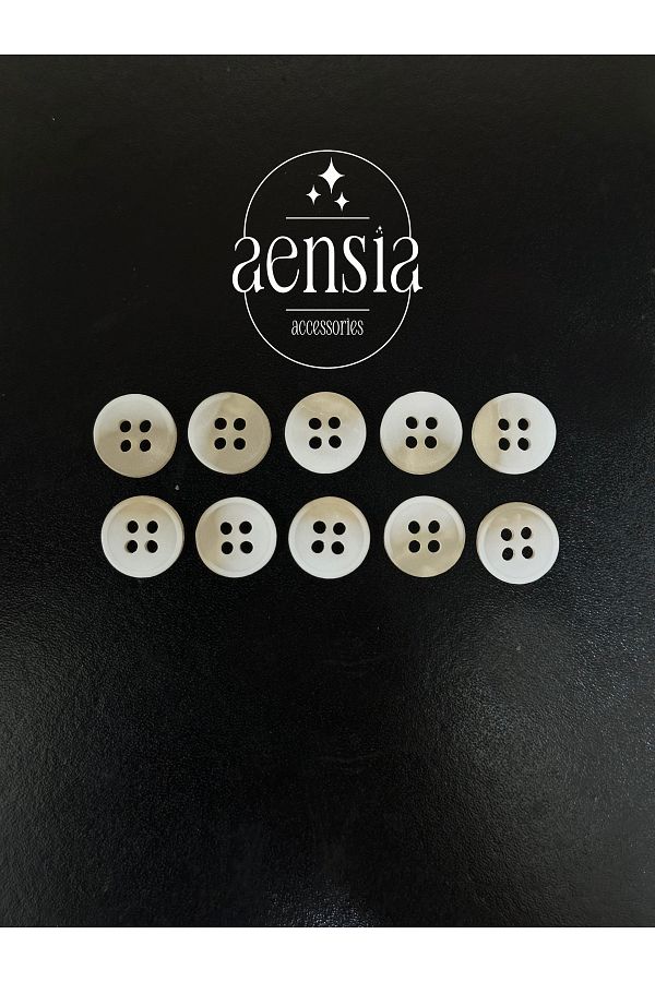 aensia-Pack of 10 Matte Polyester Shirts Button - White Cream Color Transition, 1.14 Cm Button 1