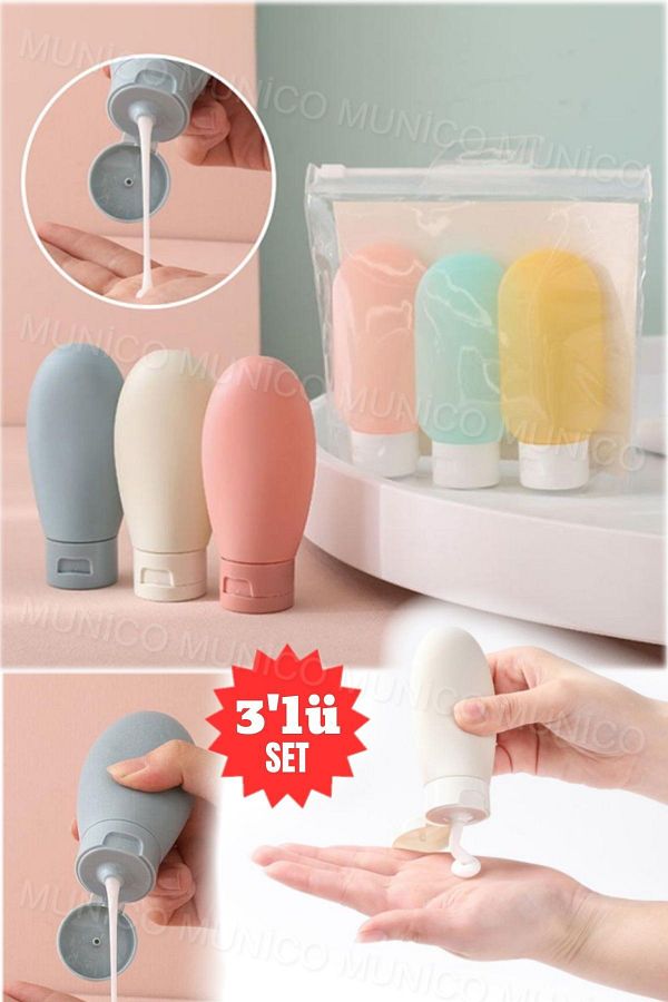 Munico-Leak Proof Cream and Shampoo Containers Set of 3Pcs 60ml Bottles for Travel Ideal Size Bottles for Holiday 1