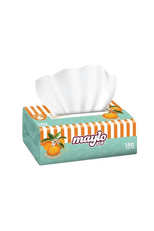 Maylo-Pack of 150 Pouf 3-Layer Tissue Tissues with Tangerine Scent 1