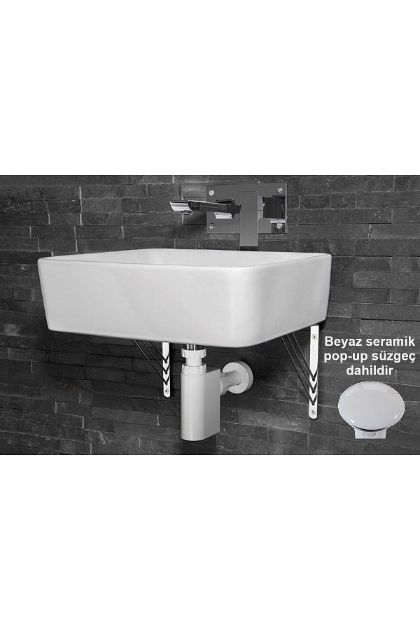 studor-White Ceramic Trap-Vent Sink Siphon - With Pop-Up Strainer, Clogging and Anti-Odor Drain 1