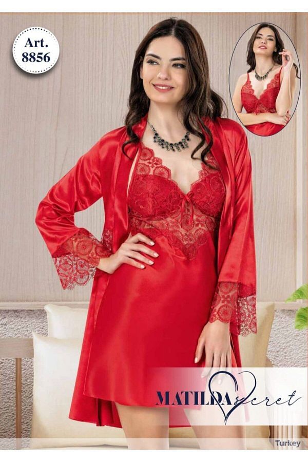 MAT LDASECRET Satin Nightgown Dressing Gown Set Trendyol