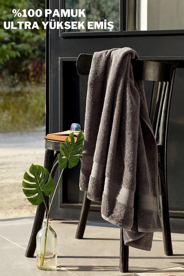 mihra home Gray 100 Cotton 70 140cm Large Size Bath Towel Trendyol