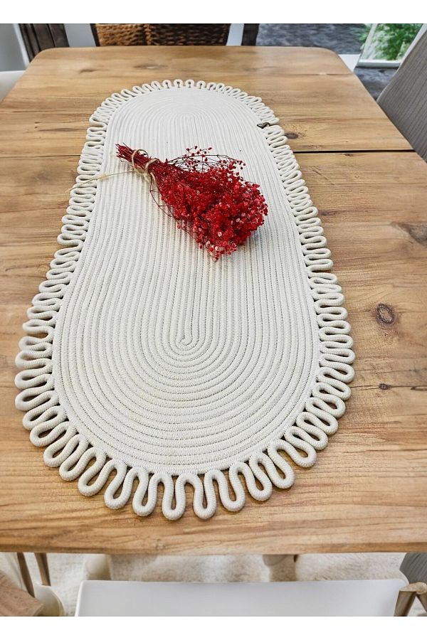HomeTurko-Nexus Runner - Masa din rachita de iuta Masuta de cafea Unite Idee de cadou pentru articole de uz casnic decorative 1