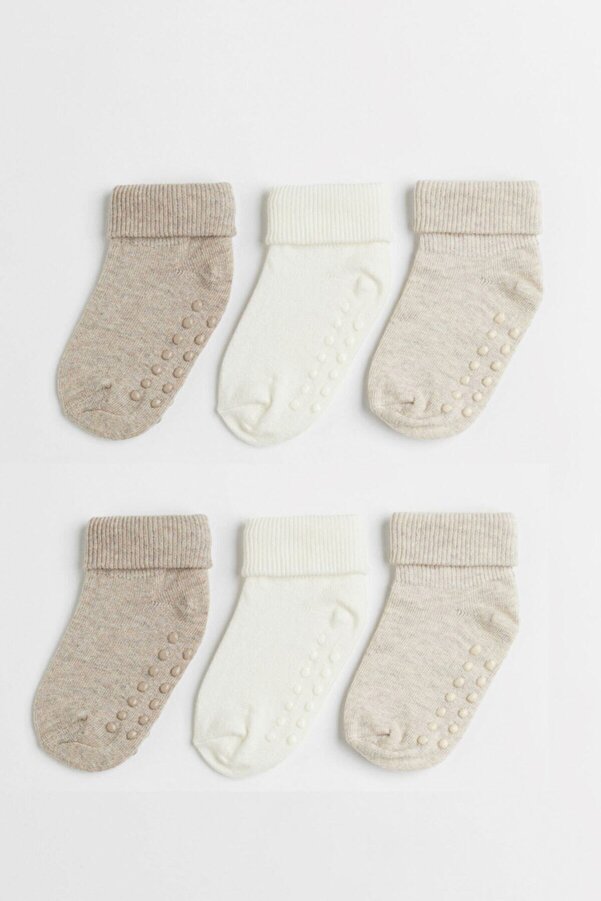 MEM SOCKS 6'lı Organik Pamuk Kaydırmaz Bebek/çocuk Çorabı