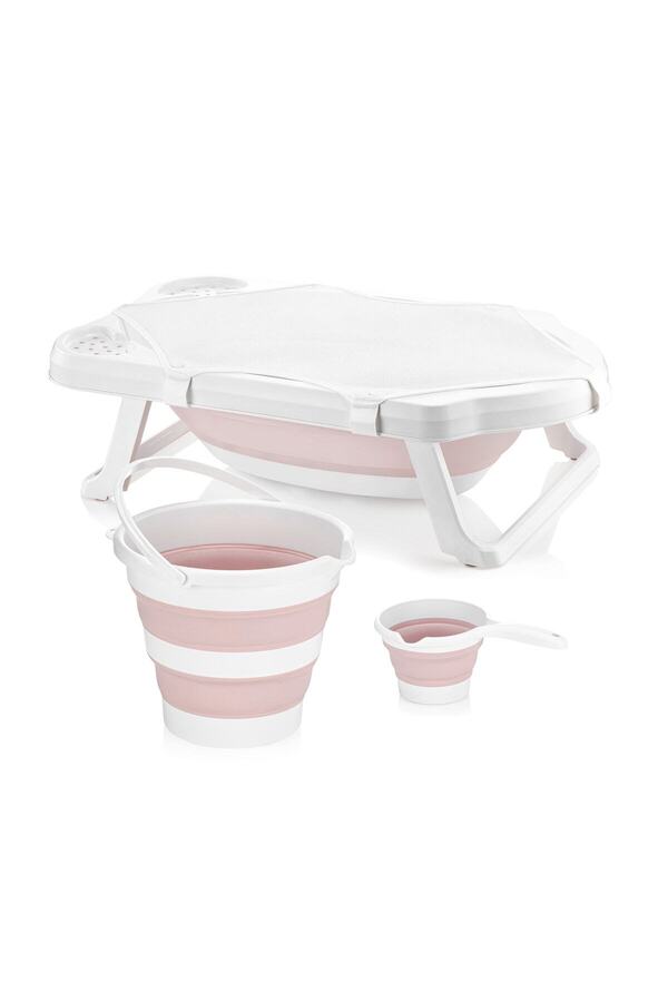Zuu Baby Fileli Pembe Katlanır Banyo Seti Uf