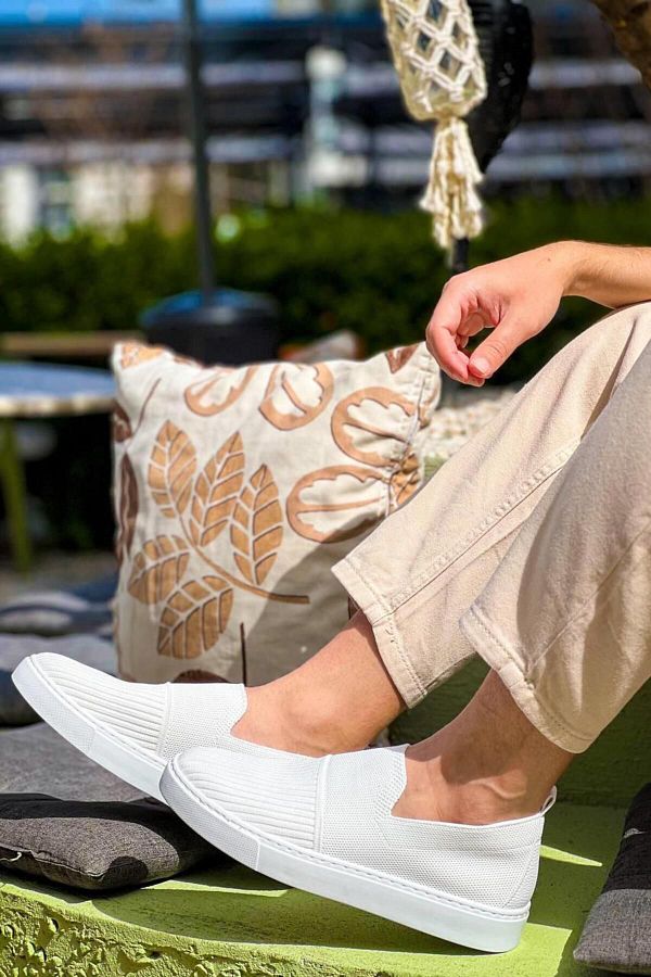 MELAMS HANNOVER White Knitwear Flexible Sports Shoes Daily Casual Laceless KBC Trendyol
