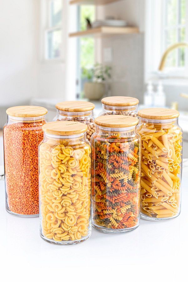 Bambum-Zone 6-Piece 1300ml Vacuum Bamboo Glass Storage Container 1
