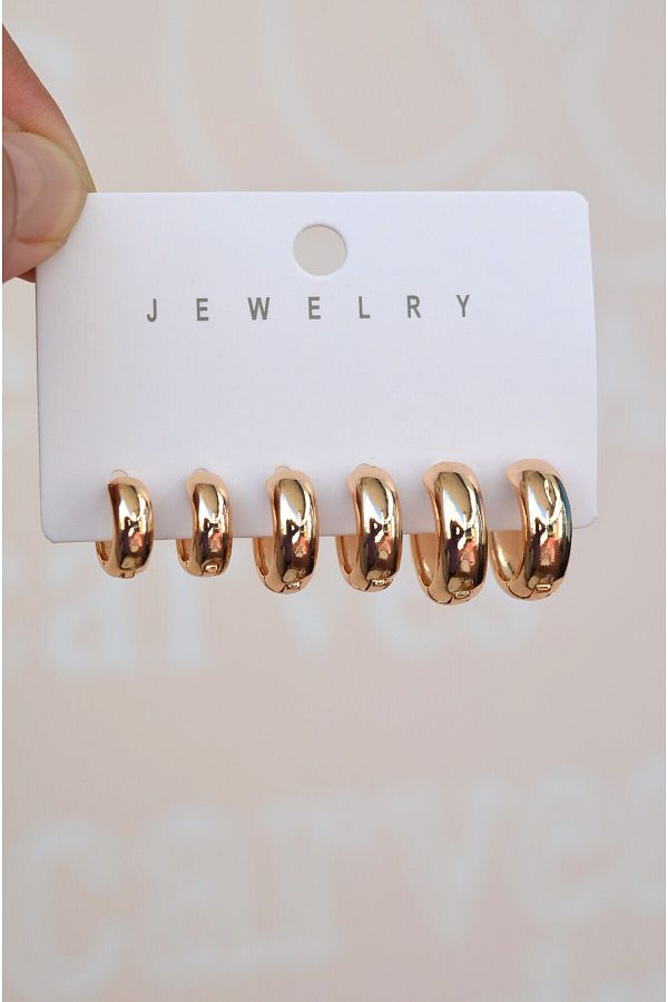 Mu Minamu-Plain Curved Hoop Earrings Set 6 Pieces 1
