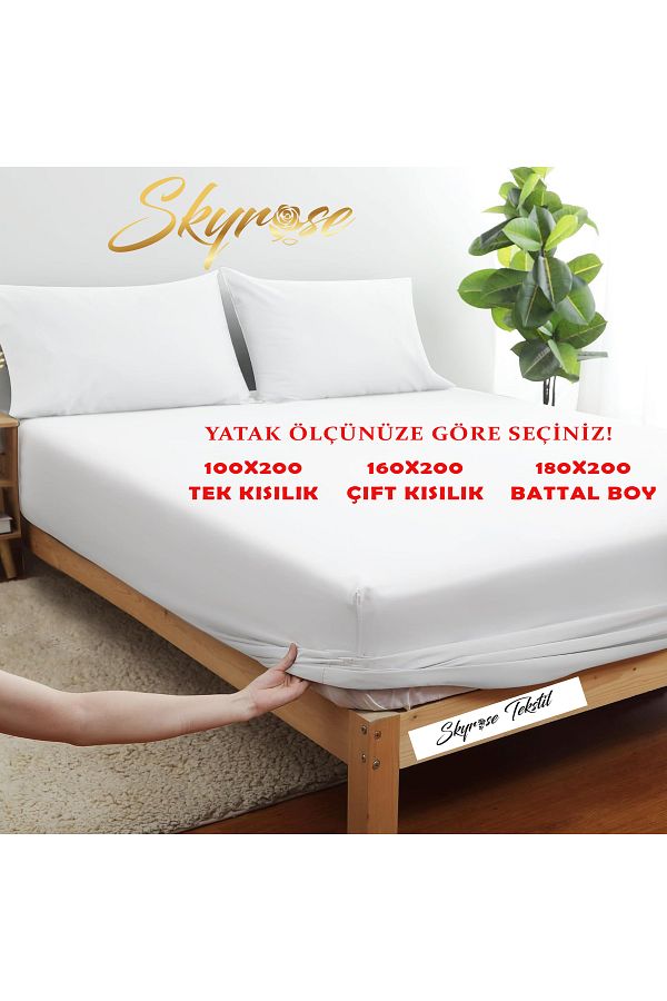 Skyrose-Plain Satin Fitted Sheet Set, Hotel and Home Textile, with 3 different Size Options, Dowry Box, Soft 1