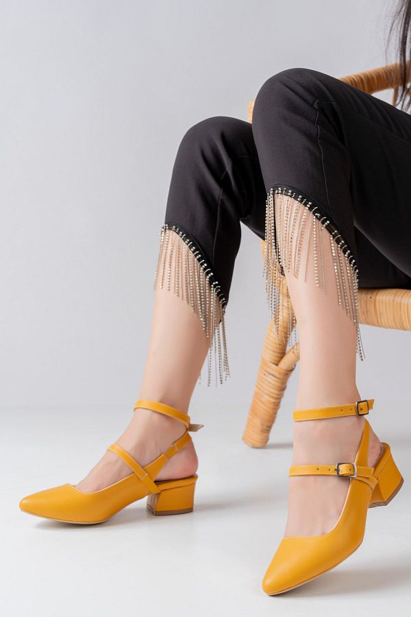 Hayalimdeki Ayakkab Nita Mustard Skin Low Heeled Women s Shoes Trendyol