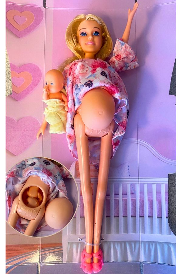 TUENG STORE 29 Cm High Quality Pregnant and Baby Toy with Opening the Belly Trendyol