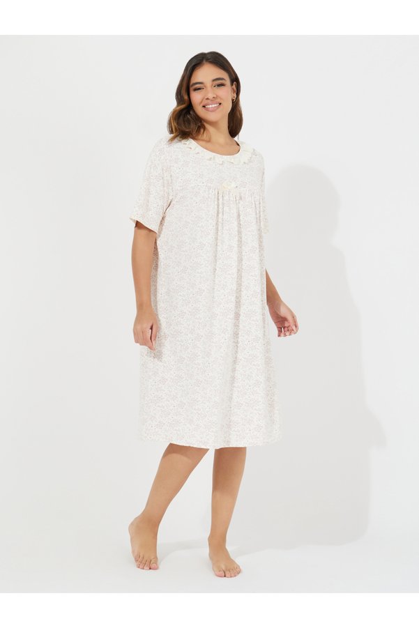 Take Two By Styli Ditsy Print Lace Insert Nightdress
