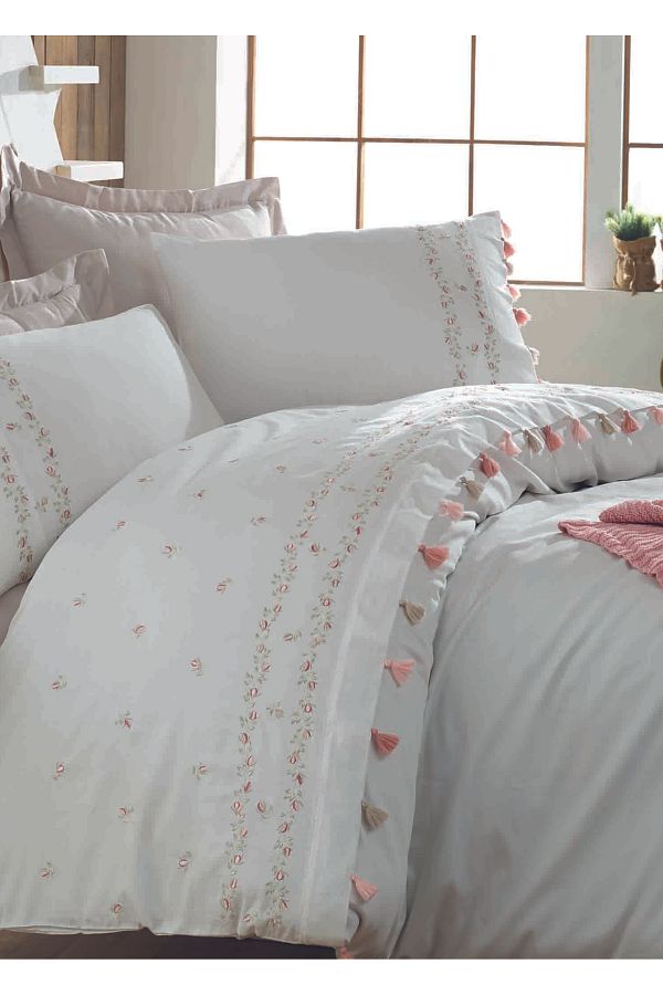 Dantela-Σετ Παπλωματοθήκη Royal White Cotton Satin Διπλό 1