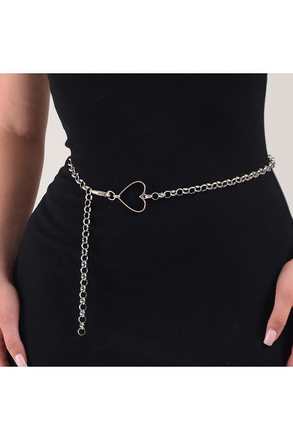 Silver hearts chain belt hot sale