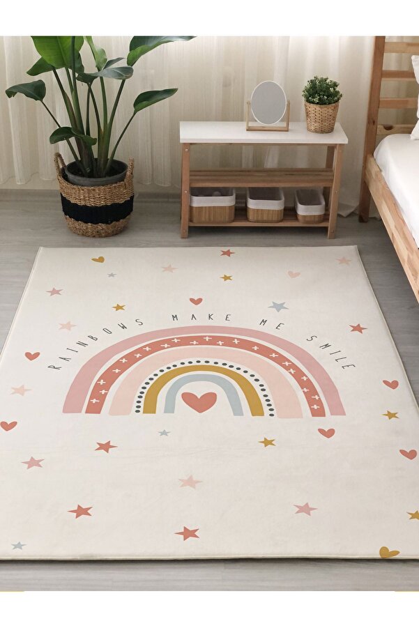 Evmila Gökkuşağı Desenli Bebek Ve Çocuk Halısı