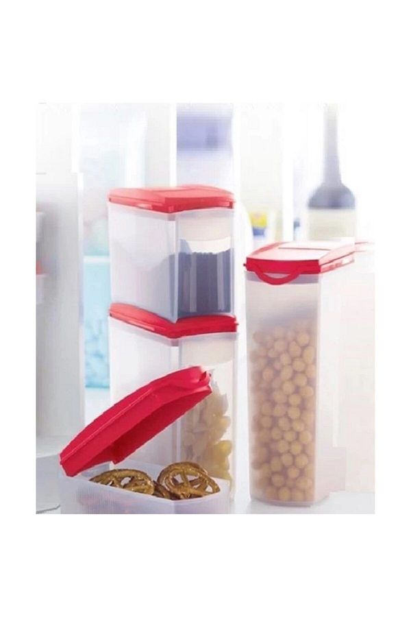 Tupperware-Set of 4 Tupperware Oval Design Red 1