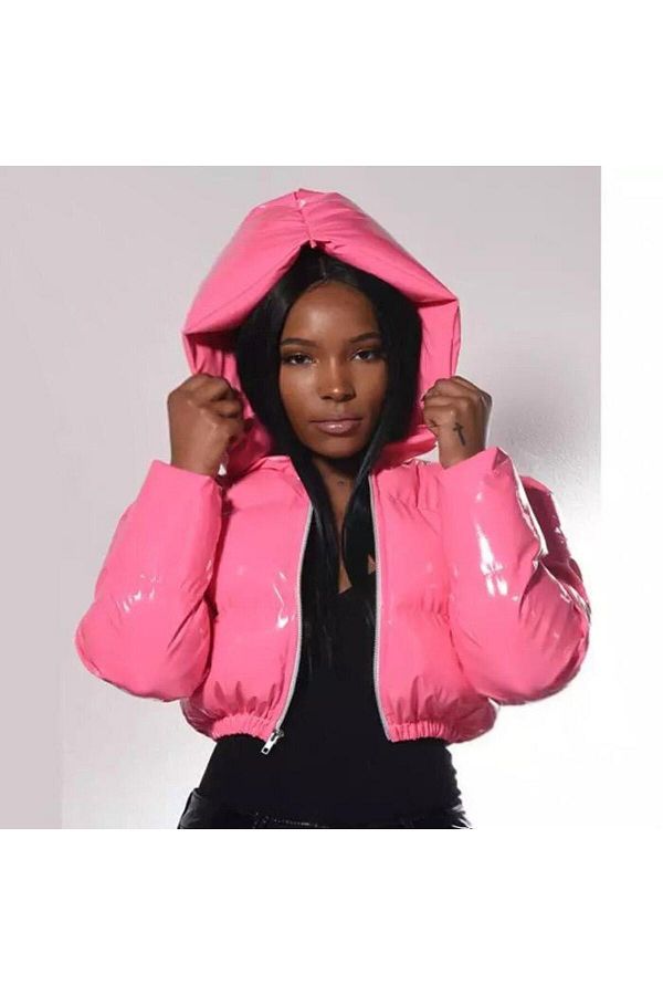 Short shiny puffer jacket shop