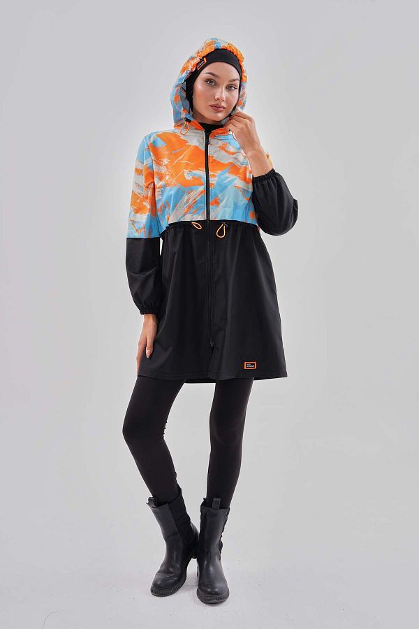 MAG FASH ON Women s Hijab Raincoat Windbreaker Seasonal Thin Coat Water Repellent with Hood and Hidden Pocket Trendyol