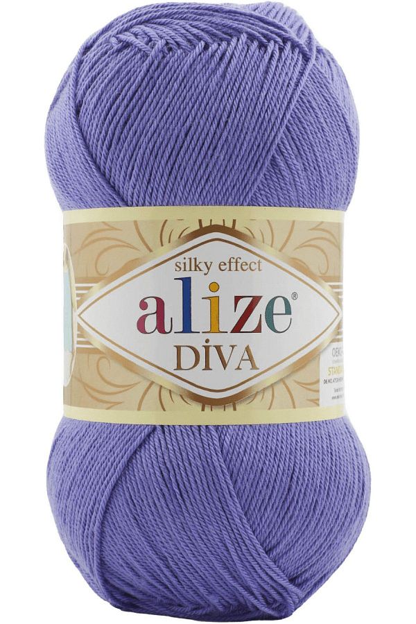 Alize-Diva Mercerized 851 Model Violet - Thin String Summer Bikini Bustier, Knit String Crop Blouse 1