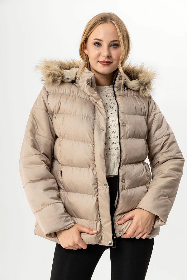 Feather hooded jacket discount