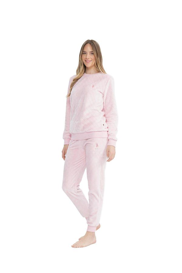 U.S. Polo Assn. US Polo Assn. Pink Women s Pajama Set Round Neck Trendyol