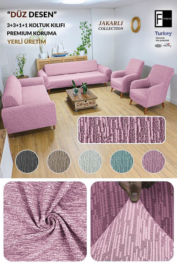 Faiend-Set de huse de canapea elastic elastic elastic lavabil din bumbac 3+3+1+1 Jacquard Husa de canapea 1