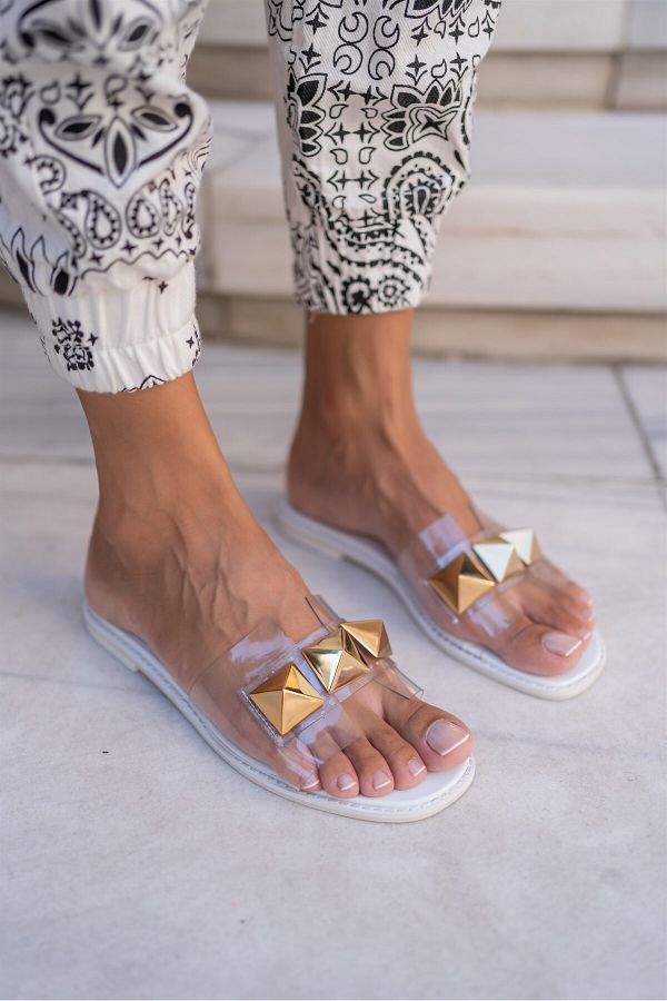 Transparent flat slippers on sale