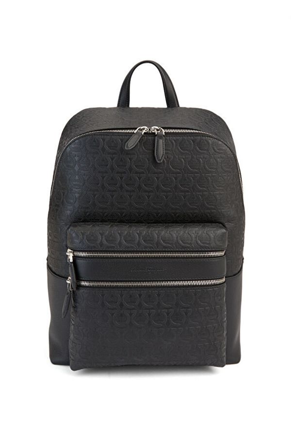 Ferragamo Men s Leather Backpack Black with Logo Trendyol