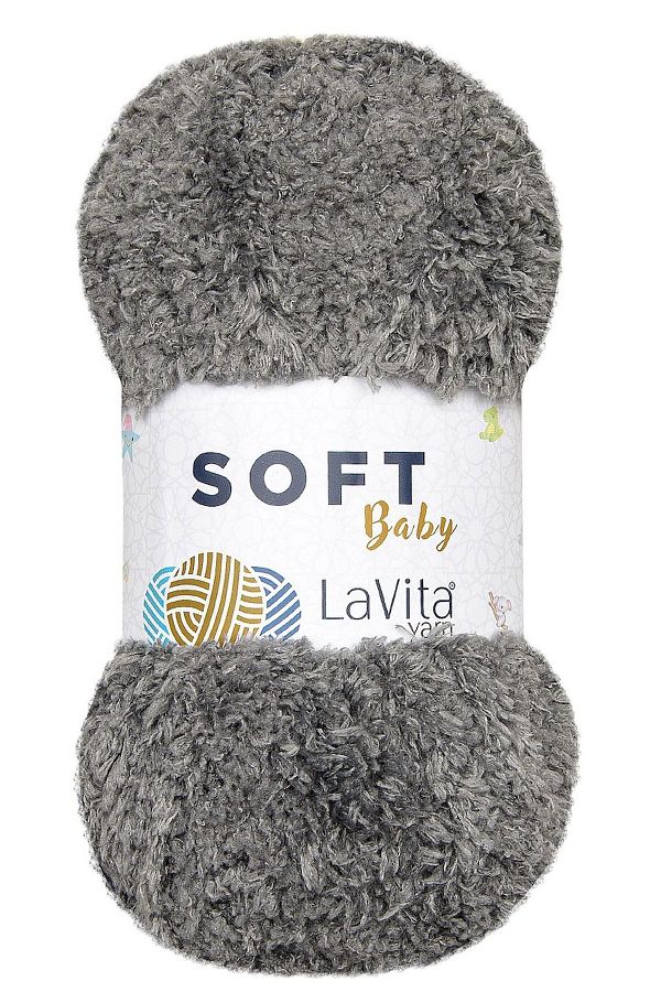LaVita Yarn-خيط فرو ناعم للأطفال 100 جرام لون 6019 رمادي غامق 1