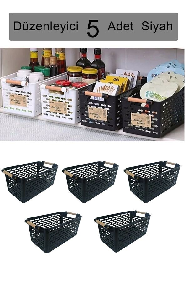 KRM HOME-Καλάθι Organizer πολλαπλών χρήσεων 5 τεμαχίων με πλαστικές λαβές - Ντουλάπα & συρτάρι & καλάθι οργάνωσης μπάνιου 1