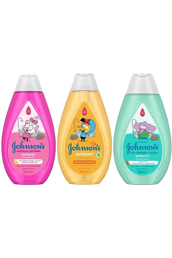 Johnson's Baby Bebek Şampuanı 500ml Kral Şakir Serisi Karma 3'lü Set Toplam 1500ml
