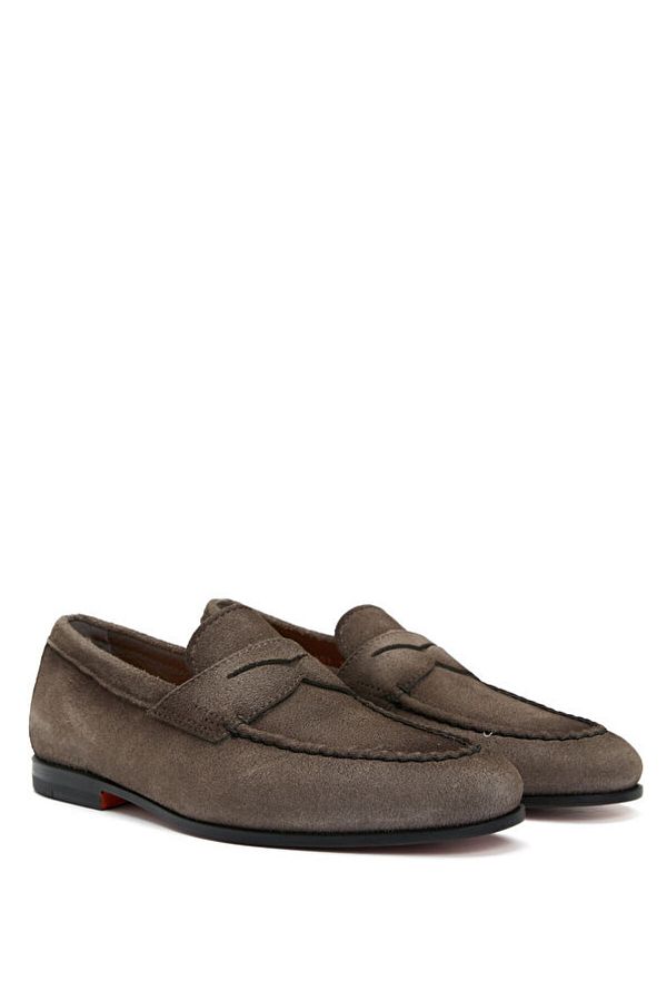 Santoni Men s Leather Loafers Carlos Gray Size 6.5 Trendyol