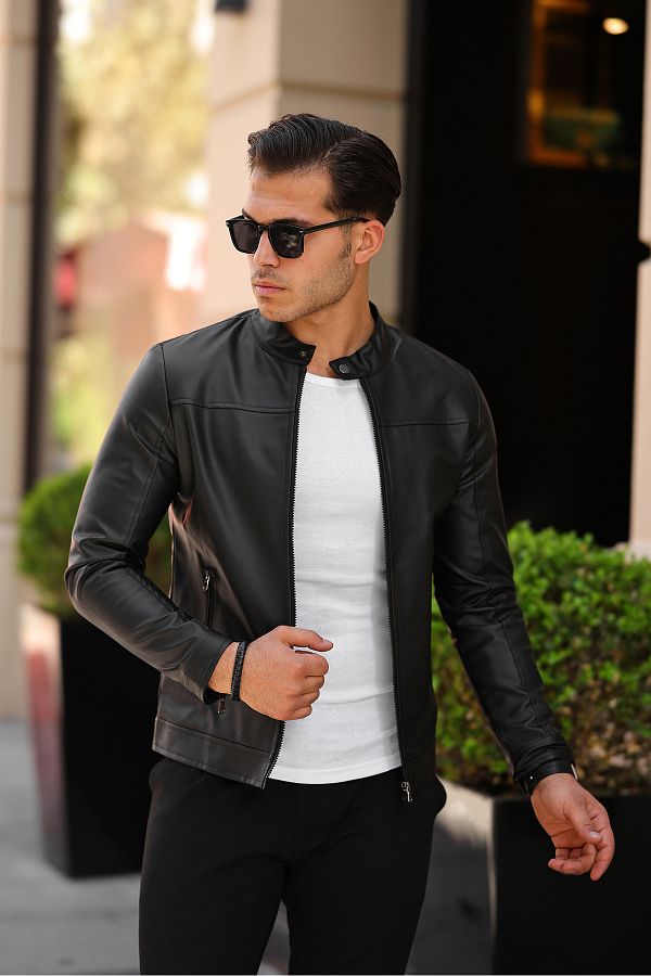 gm giyimarket Men s New Season Leather Jacket Trendyol