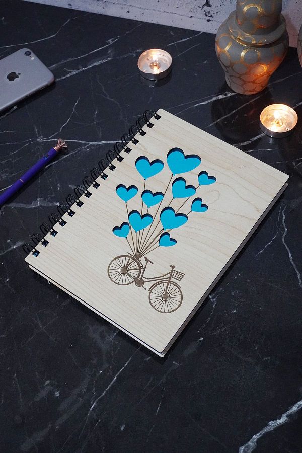 markcat-A5 School Notebook - Bicycle and Balloon Pattern, Unlined - Daily Use 1