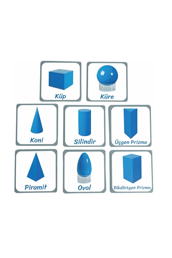 Meraklı Zebra Montessori Üç Boyutlu Geometrik Cisimler Gruplama Kartları