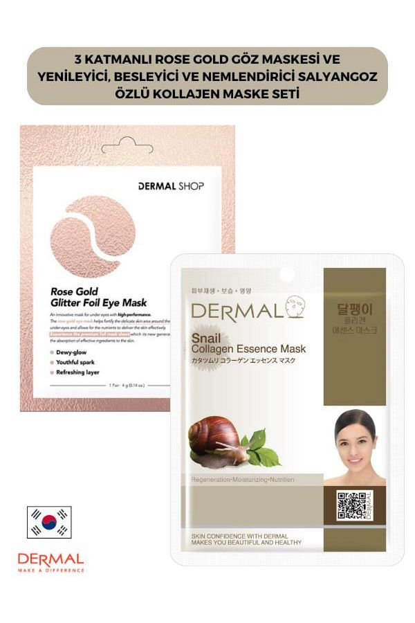 Dermal-Rose Gold 3-layer Eye Mask - Renewing, Nourishing and Moisturizing Snail Extract Collagen Mask 1