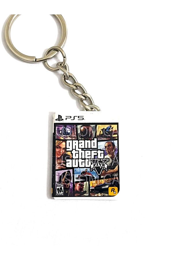 Cosmic Star-Gta 5 Grand Theft Auto V Miniature Ps5 Game Box Keychain 1