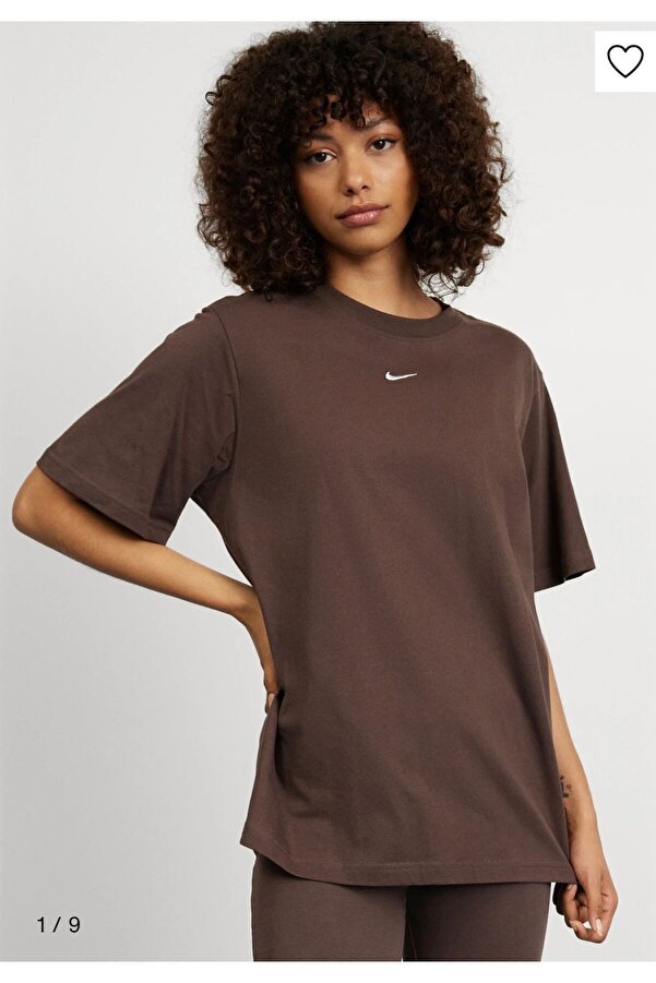 Nike Essential Brown Women's T-shirt - Sportswear, Loose Fit, Short Sleeve-  Trendyol