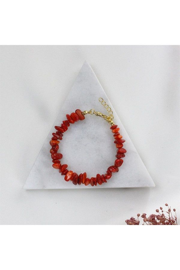 Red coral stone bracelet top