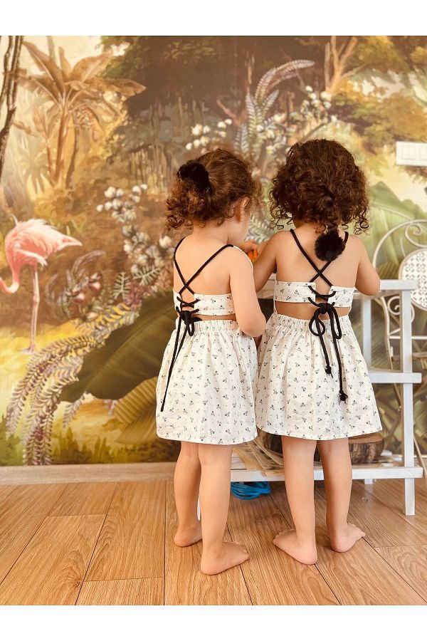 Kidsabu Girl s Daisy Dress with Back String Detail Baby Dress with Tiny Flower Pattern 100 Cotton Trendyol