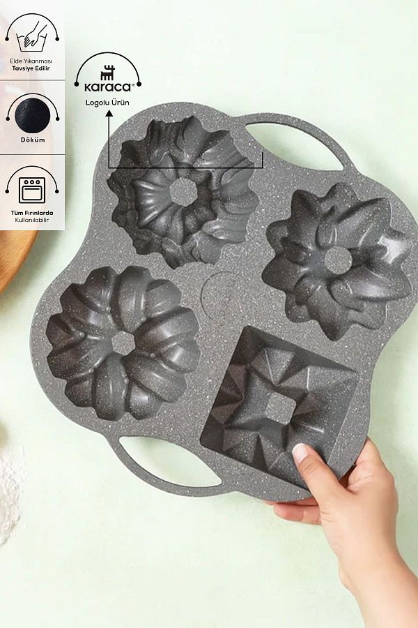Karaca-Cake Pro 4-teilige Anthrazit-Kuchenform aus Guss 1