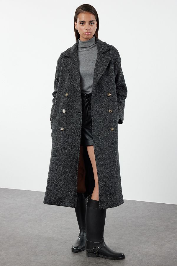 Long boucle coat cheap