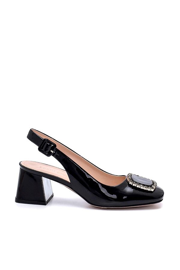 Sofia Baldi-Petra Black Patent Leather - Women's Thick Heel Shoes 1