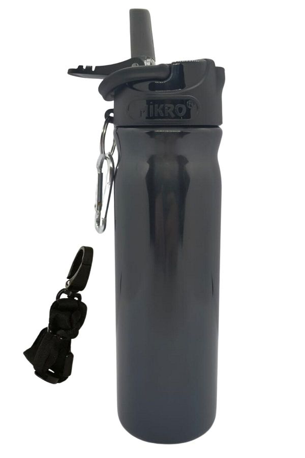 Mikro-Steel Water Bottle and Flask 500 ml with Straw and Strap Without Rope 1