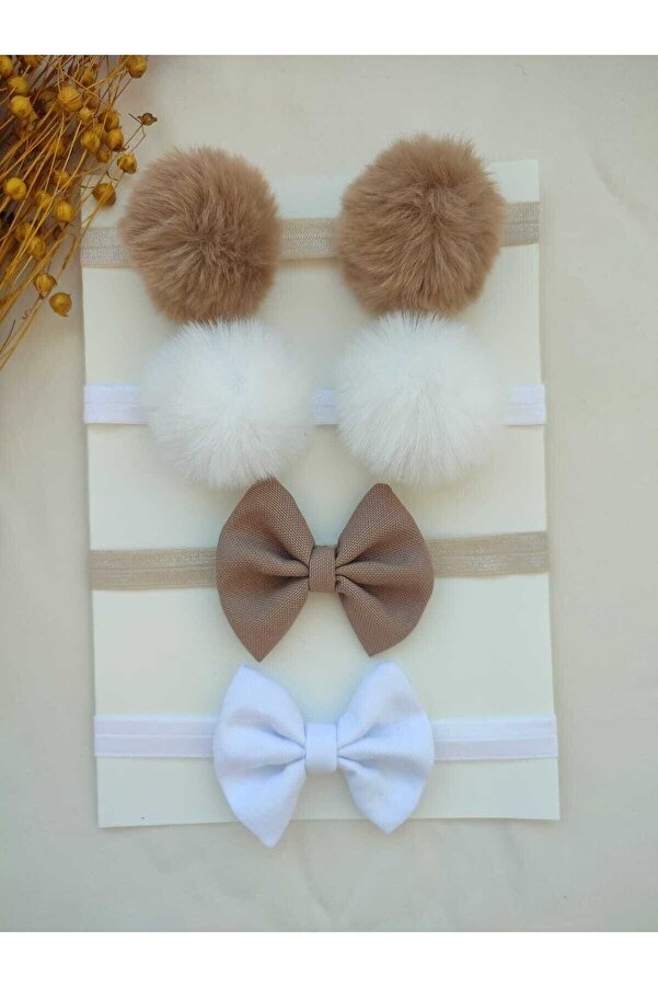 OKYANUS STORE 4lü Fiyonk Ve Ponpon Bebek Bandana