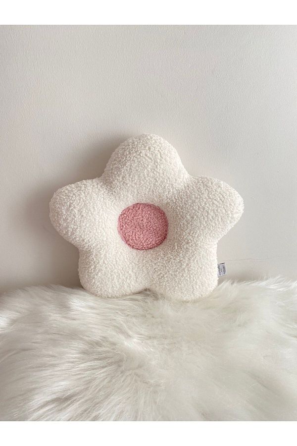 minibellababy-Flower Pillow White Leaf / pink Medium Flower Cushion 1