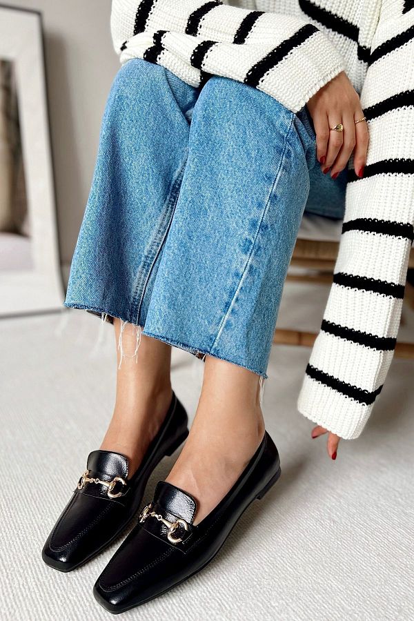 POLKA STORE-Manifest Blunt Toe Talpă plată Cataramă Mocasin Mocasini Balerini Pantofi de zi cu zi confortabili pentru femei 1